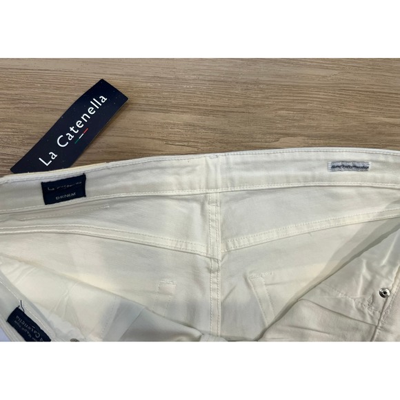 La Catenella Off-White Women's Jeans Straight Leg size 38W Coastal Summer Chic - Picture 5 of 6